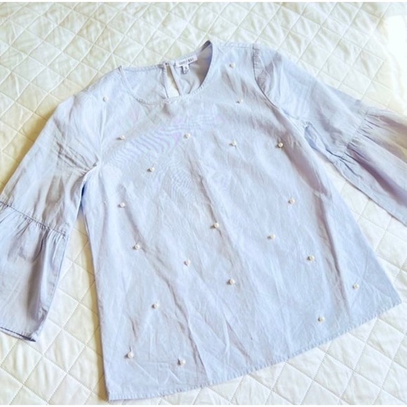Bell Sleeve Blouse with Pearl Embellishments- Size Small - Picture 1 of 4